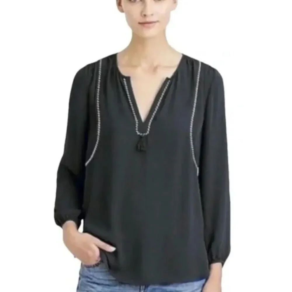 J.Crew hassle trim split neck blouse size 0